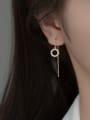 thumb 925 Sterling Silver Cubic Zirconia Round Minimalist Threader Earring 1