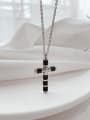 thumb Titanium Steel Cubic Zirconia Cross Minimalist Necklace 3