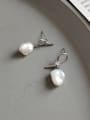thumb 925 Sterling Silver Imitation Pearl White Irregular Vintage Knotted Earrings 0