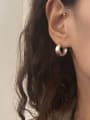 thumb 925 Sterling Silver Smooth Round Minimalist Stud Earring 1