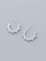 thumb 925 Sterling Silver Cubic Zirconia  Round Minimalist Stud Earring 3