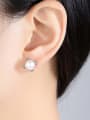 thumb 925 Sterling Silver Freshwater Pearl Flower Minimalist Stud Earring 3