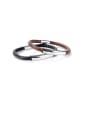 thumb Titanium Steel Leather Geometric Hip Hop Woven Wire  Bracelet 0