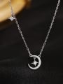 thumb 925 Sterling Silver Cubic Zirconia Moon Dainty Necklace 3