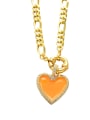 thumb Brass Cubic Zirconia Enamel Heart Vintage  Hollow Chain Necklace 1