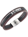thumb Titanium Steel Leather Anchor Hip Hop Wristband Bracelet 0