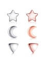 thumb 925 Sterling Silver Minimalist Five-Pointed Star Moon Stud Earring 0