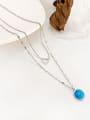 thumb Titanium Steel Turquoise Heart Minimalist Multi Strand Necklace 3