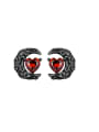 thumb 925 Sterling Silver Cubic Zirconia Heart Hip Hop Stud Earring 0
