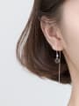 thumb 925 Sterling Silver Black Enamel Tassel Minimalist Threader Earring 1