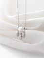thumb 925 Sterling Silver Cubic Zirconia simple grid shell beads pendant necklace 1
