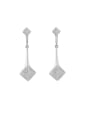 thumb 925 Sterling Silver Cubic Zirconia Square Dainty Drop Earring 0