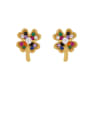 thumb Brass Cubic Zirconia Flower Vintage Stud Earring 3