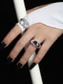 thumb 925 Sterling Silver Cubic Zirconia Irregular Ethnic Stackable Ring 2