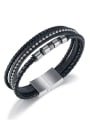 thumb Stainless steel Leather Weave Vintage Strand Bracelet 0