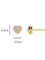thumb Brass Cubic Zirconia Heart Minimalist Stud Earring 2