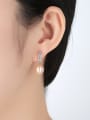 thumb 925 Sterling Silver with 3A zircon fashion Freshwater Pearl Drop Earring 2