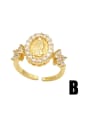 thumb Brass Cubic Zirconia Geometric Vintage Band Ring 2