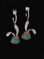thumb Brass Cubic Zirconia Rabbit Luxury Hook Earring 2