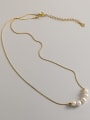 thumb 925 Sterling Silver Imitation Pearl Geometric Minimalist Necklace 0