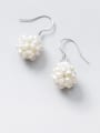 thumb 925 Sterling Silver Freshwater Pearl Round Minimalist Hook Earring 1