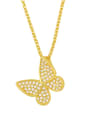 thumb Brass Cubic Zirconia Butterfly Vintage pendant Necklace 0