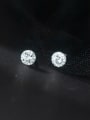 thumb 925 Sterling Silver Cubic Zirconia Round Minimalist Stud Earring 1