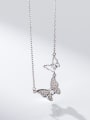 thumb 925 Sterling Silver Cubic Zirconia Butterfly Dainty Necklace 3