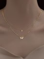 thumb 925 Sterling Silver Cubic Zirconia Butterfly Dainty Multi Strand Necklace 0