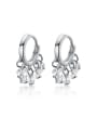 thumb 925 Sterling Silver Cubic Zirconia Round Minimalist Huggie Earring 0