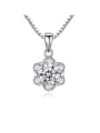 thumb 925 Sterling Silver Cubic Zirconia simple zircon Flower Pendant Necklace 0