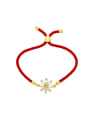 thumb Brass Cubic Zirconia Flower Trend Handmade Weave Bracelet 4