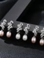 thumb 925 Sterling Silver Freshwater Pearl White Leaf Trend Drop Earring 1