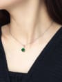thumb Alloy Cubic Zirconia Green Round Dainty Necklace 1