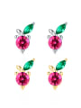 thumb 925 Sterling Silver Cubic Zirconia Friut Cherry Cute Stud Earring 0
