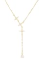 thumb 925 Sterling Silver Cubic Zirconia Tassel Dainty Lariat Necklace 0