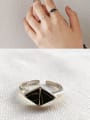 thumb 925 Sterling Silver AcrylicSymmetrical Triangle Vintage Free SIze Midi Ring 1