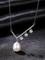 thumb 925 Sterling Silver Cubic Zirconia Irregular Dainty Necklace 3