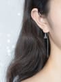 thumb 925 Sterling Silver Cubic Zirconia  Tassel Minimalist Threader Earring 1