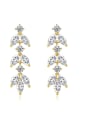 thumb Brass Cubic Zirconia Leaf Luxury Cluster Earring 0