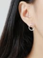 thumb 925 Sterling Silver Hollow Round Minimalist Stud Earring 1