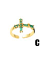 thumb Brass Cubic Zirconia Heart Minimalist Cross  Band Ring 3