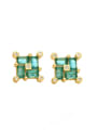 thumb Brass Cubic Zirconia Square Minimalist Stud Earring 4