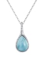 thumb 925 Sterling Silver Natural Stone Water Drop Vintage Necklace 2