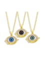 thumb Brass Rhinestone Enamel Evil Eye Vintage Necklace 0