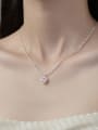 thumb 925 Sterling Silver Cubic Zirconia Heart Minimalist Beaded Chain Necklace 1