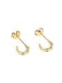 thumb Brass Cubic Zirconia  Minimalist Semicircular Stud Earring 0