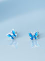 thumb 925 Sterling Silver Enamel Butterfly Minimalist Stud Earring 2