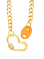 thumb Brass Enamel Heart Hip Hop Hollow Chain Necklace 0