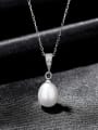 thumb 925 Sterling Silver Imitation Pearl Water Drop Dainty Necklace 2